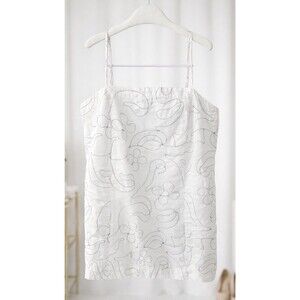 Madewell Linen Blend Embroidered Mini Dress Side Pockets Size 14
